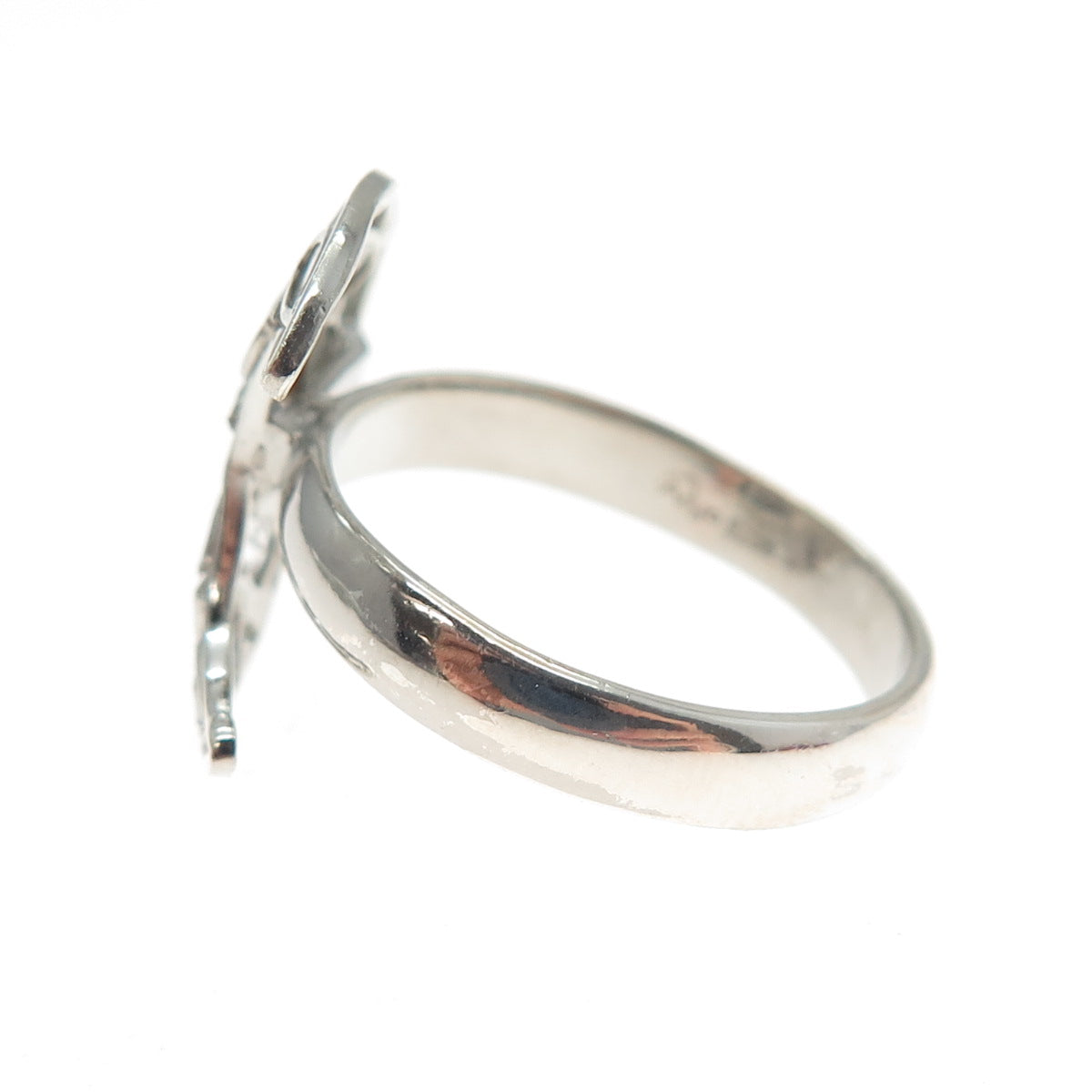 ARYA 925 Sterling Silver Real Rose-Cut Diamond Crescent Ring Size 9.5