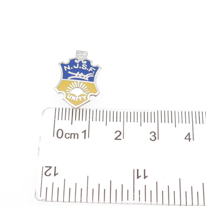925 Sterling Vintage Enamel 25 Anniversary NJ State Firemen's Association Brooch