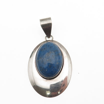 SUNWEST Old Pawn 925 Sterling Silver Vintage Southwestern Lapis Crescent Pendant