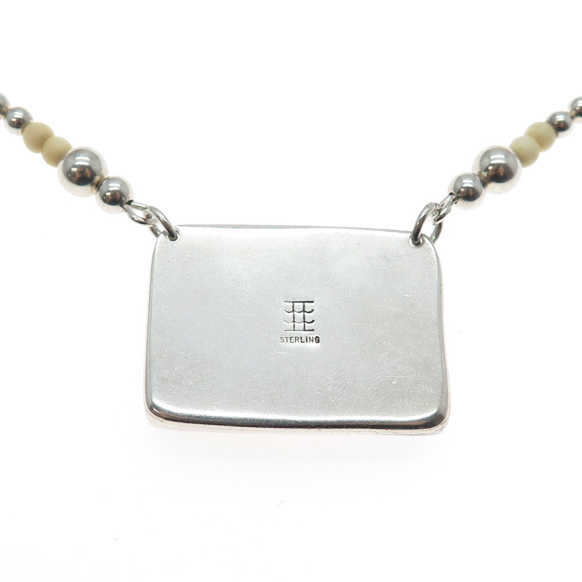 Old Pawn Navajo Sterling Silver Vintage Southwestern Beaded Chain Necklace 16"