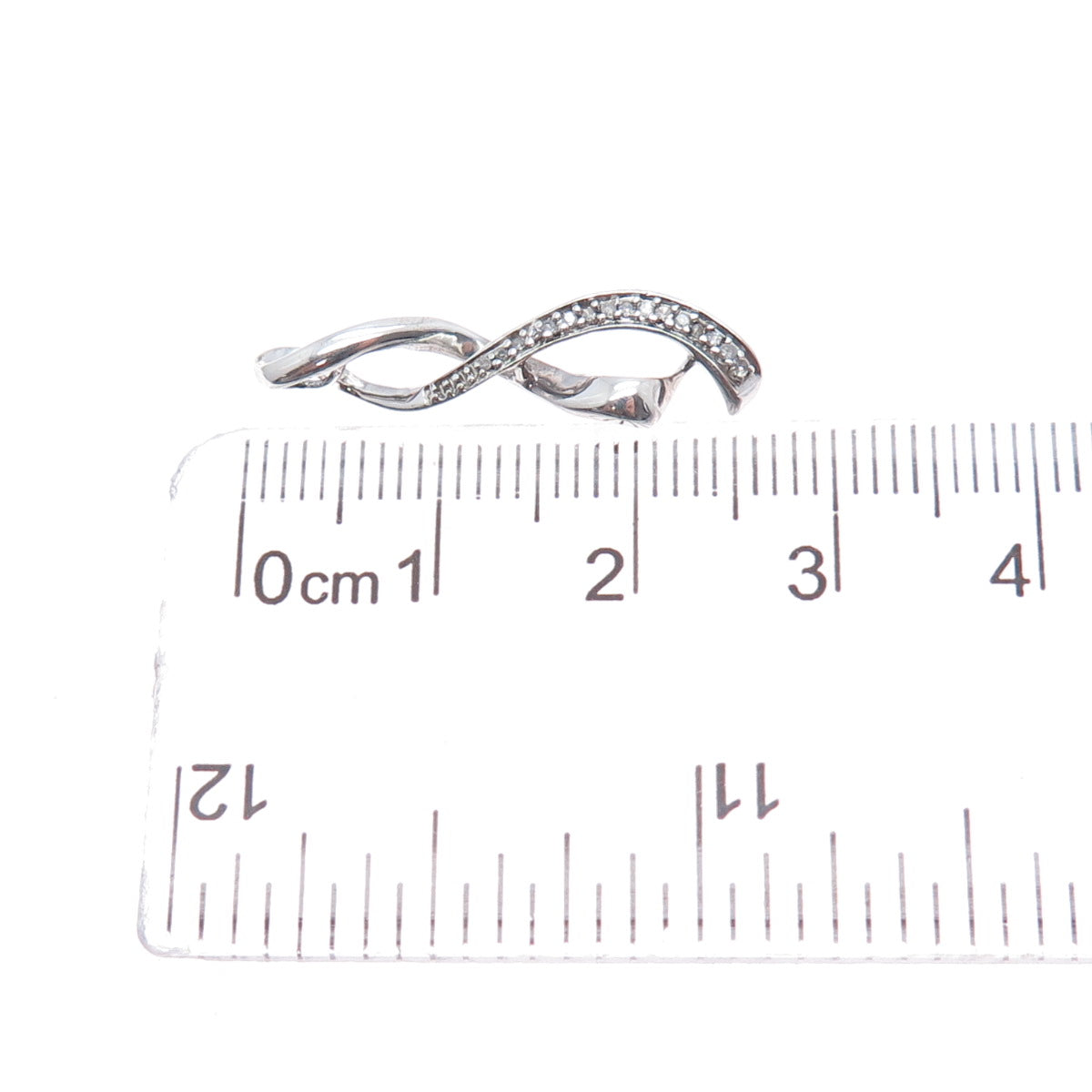 JANE SEYMOUR 925 Sterling Silver Real Diamond Twisted Ribbon Slide Charm Pendant