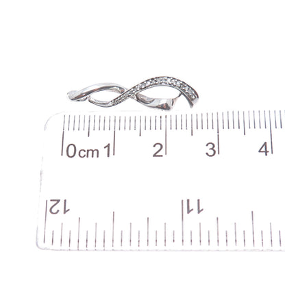 JANE SEYMOUR 925 Sterling Silver Real Diamond Twisted Ribbon Slide Charm Pendant