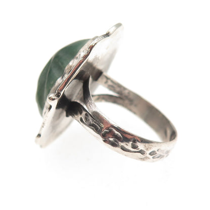 925 Sterling Silver Vintage Mexico Real Jade Carved God Oxidized Ring Size 7