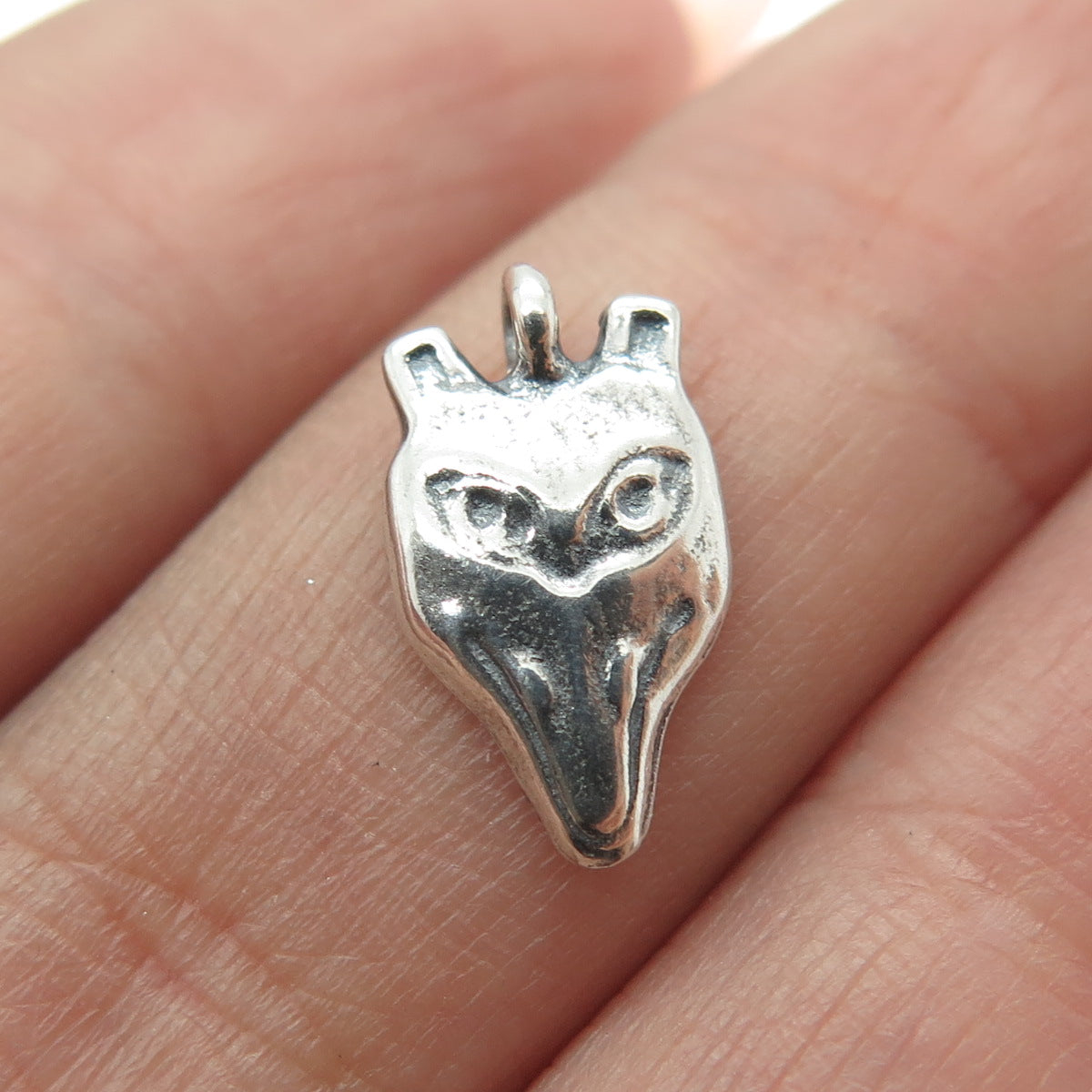 STEVE STAMAS Sterling Silver Vintage Giraffe Face Oxidized Minimalist Pendant