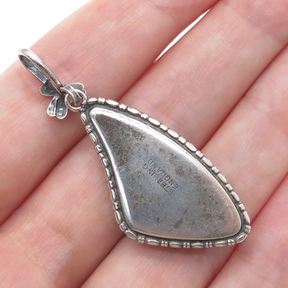 925 Sterling Silver Antique England Monarch Butterfly Wing Flower Pendant