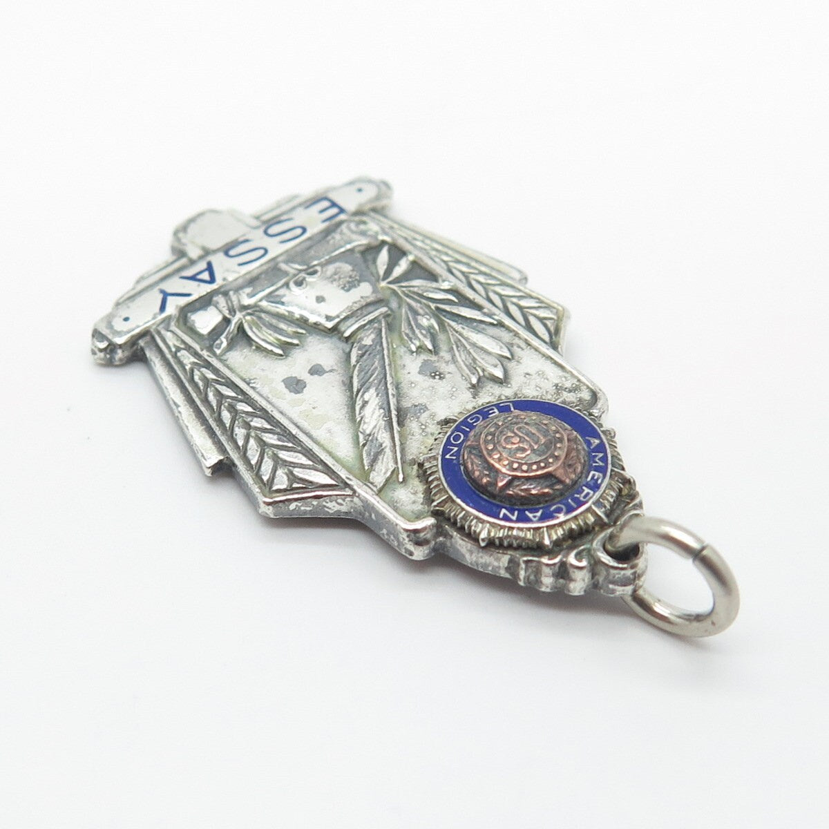 925 Sterling Silver Vintage Enamel Balfour 1941 American Legion Essay Pendant