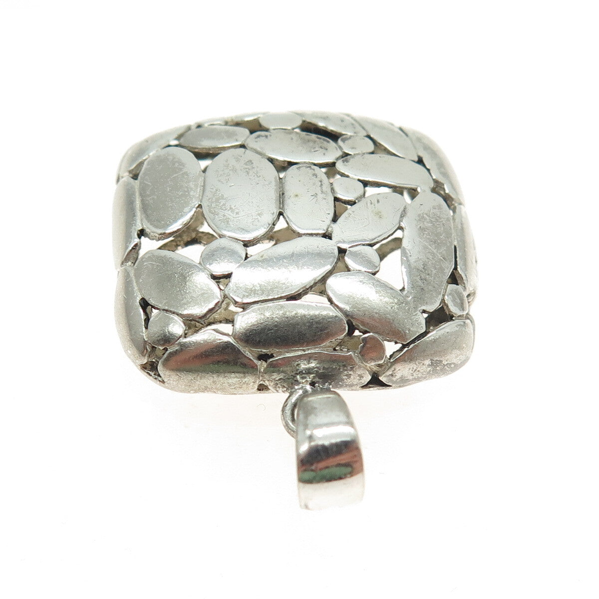 925 Sterling Silver Vintage Pebble Pendant