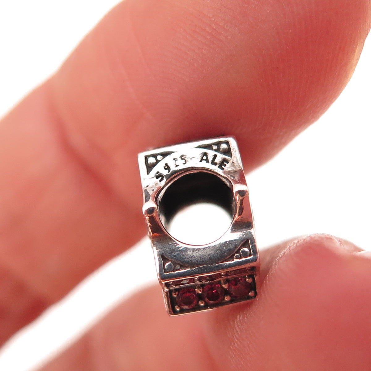 Pandora 925 Sterling Silver 2016 Red & White C Z Poinsettia Slide Bead Charm