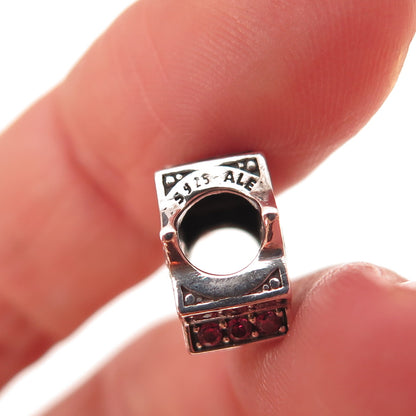 Pandora 925 Sterling Silver 2016 Red & White C Z Poinsettia Slide Bead Charm