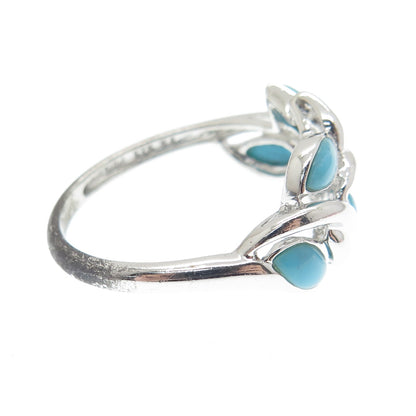 925 Sterling Silver Real Sleeping Beauty Turquoise Laurel Ring Size 10.25