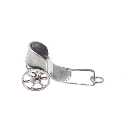 925 Sterling Silver Vintage Mexico Rickshaw Minimalist 3D Charm Pendant