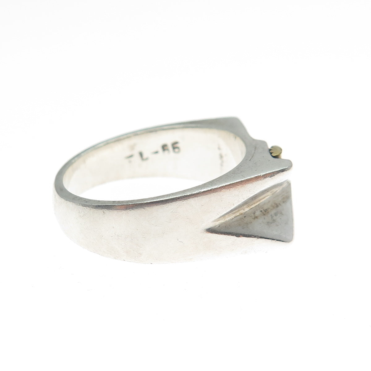 925 Sterling Silver 2-Tone Vintage Mexico Modernist Arrow Ring Size 7.75