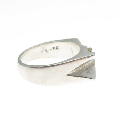 925 Sterling Silver 2-Tone Vintage Mexico Modernist Arrow Ring Size 7.75
