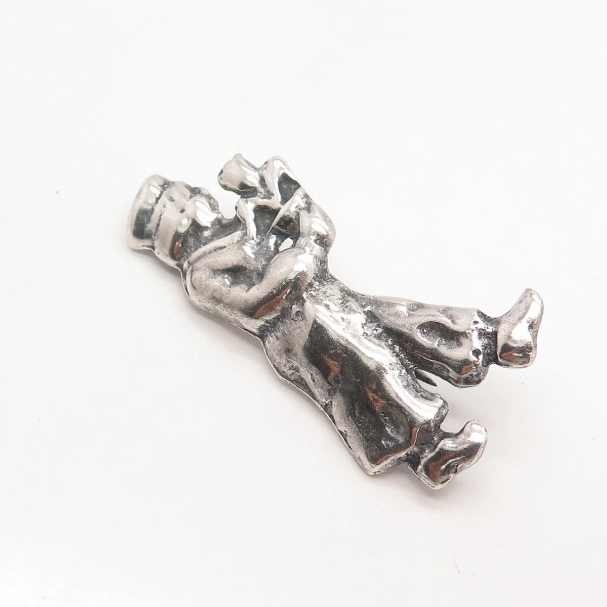 925 Sterling Silver Vintage Man w/ Flower Pot Pin Brooch