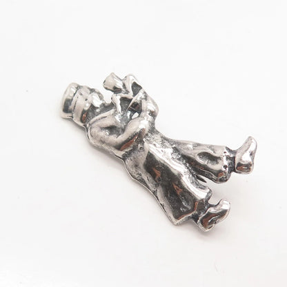 925 Sterling Silver Vintage Man w/ Flower Pot Pin Brooch