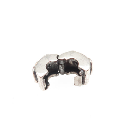 PANDORA 925 Sterling Silver Gold Real Diamond Double Heart Clip Bead Charm