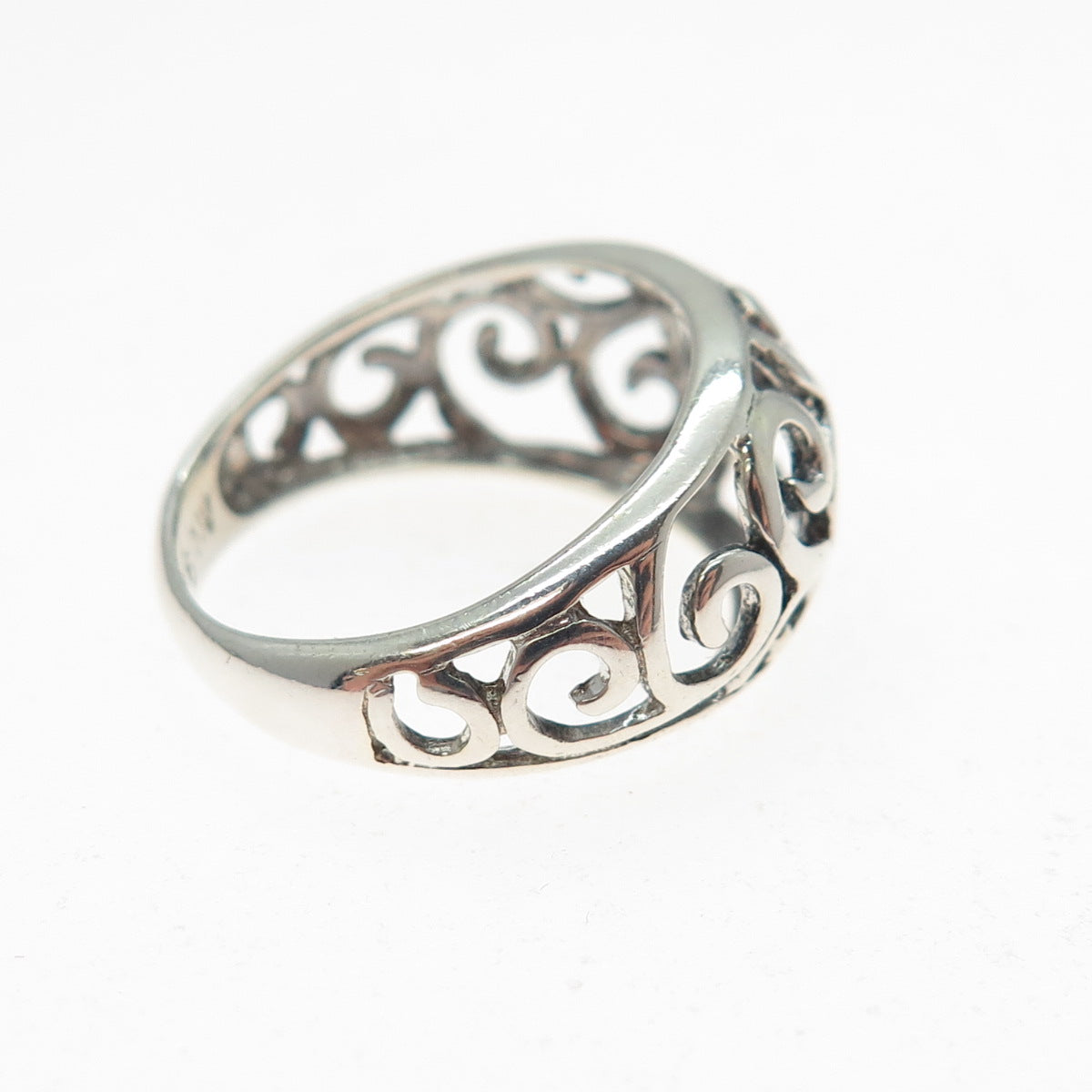 NEVADA 925 Sterling Silver Vintage Modernist Spiral Ring Size 5.5