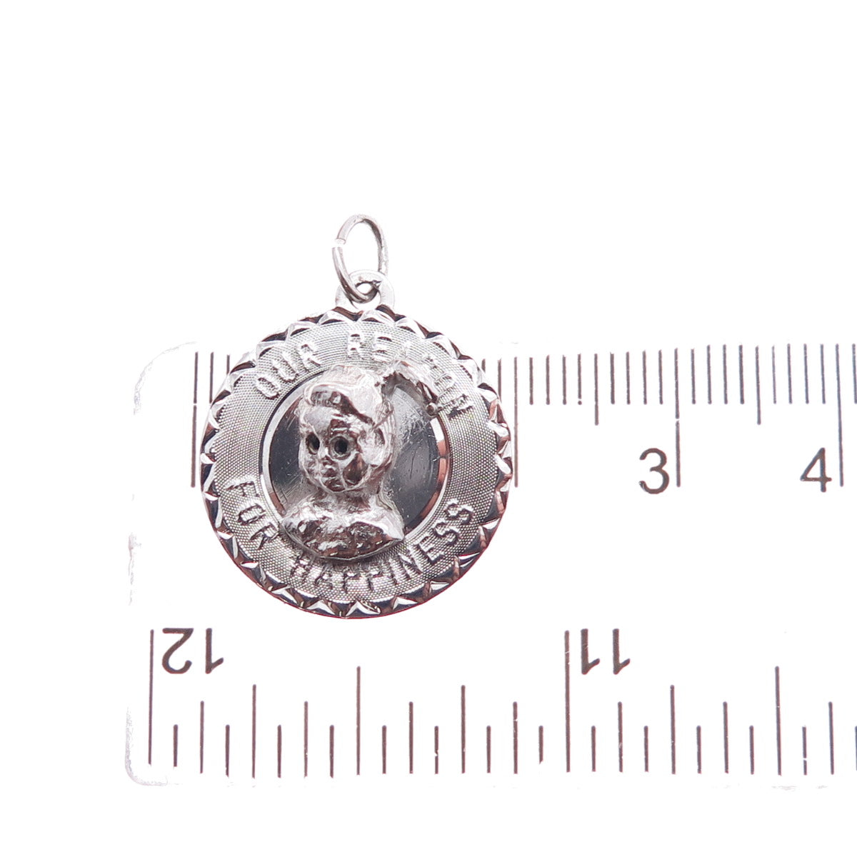 925 Sterling Silver Vintage Our Reason For Happiness Charm Pendant