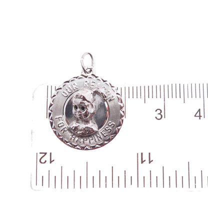 925 Sterling Silver Vintage Our Reason For Happiness Charm Pendant