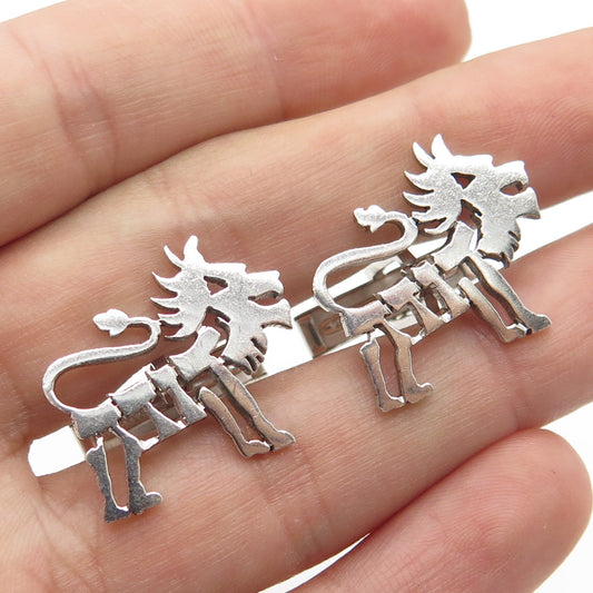 925 Sterling Silver Vintage Lion / Leo Zodiac Sign Cufflinks