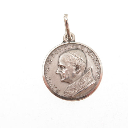 800 Silver Vintage Pope Paul VI Religious Charm Pendant