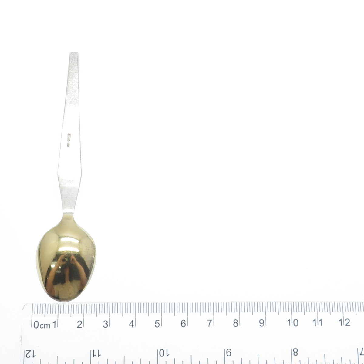 875 Silver 2-Tone Vintage European Coffee Spoon