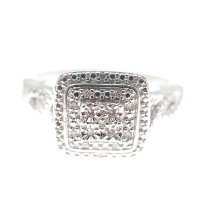 925 Sterling Silver Real Round-Cut Diamond Infinity Ring Size 7