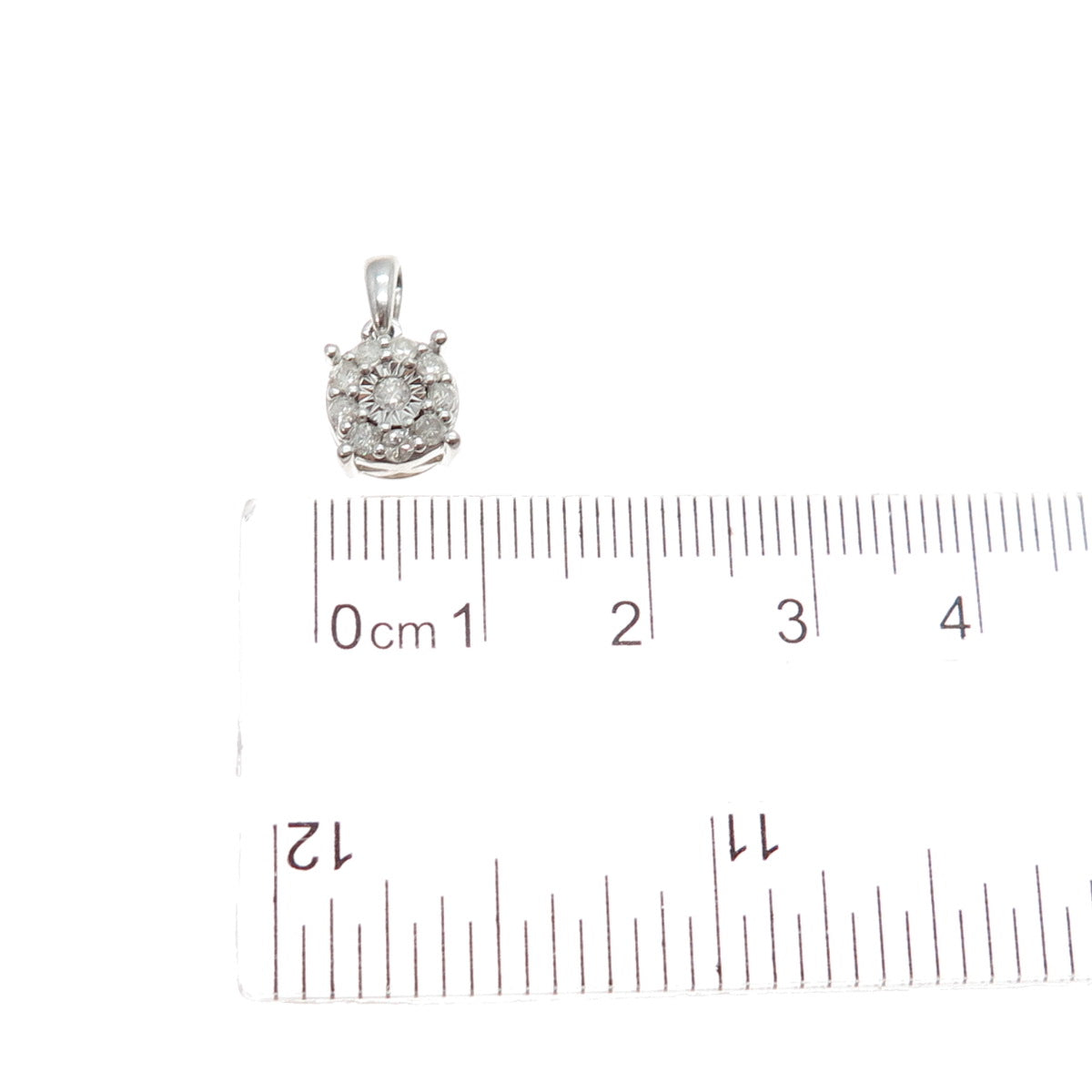 KRN KIRAN 925 Sterling Silver Real Round-Cut Diamond Minimalist Charm Pendant