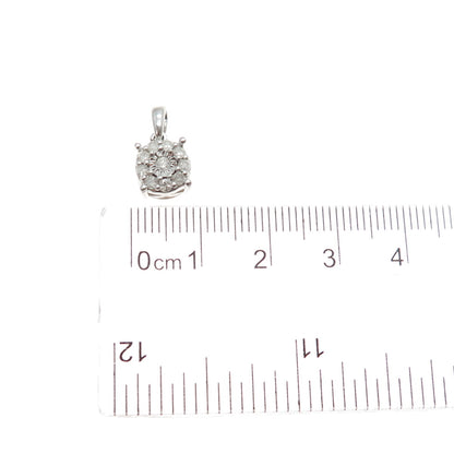 KRN KIRAN 925 Sterling Silver Real Round-Cut Diamond Minimalist Charm Pendant
