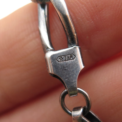 925 Sterling Silver Vintage Italy Paperclip Curb Link Oxidized Bracelet 7"