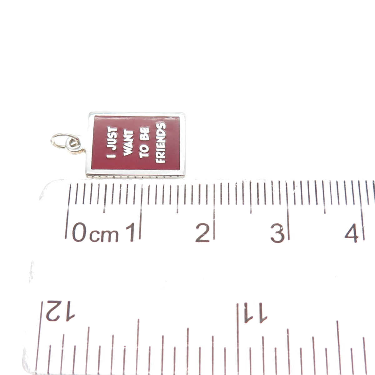 925 Sterling Silver Enamel I Just Want To Be Friends Minimalist Charm Pendant