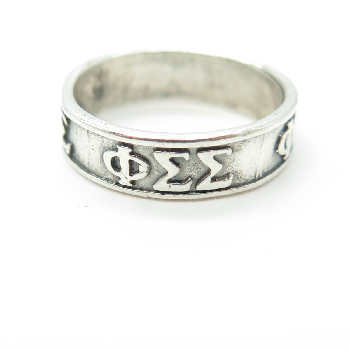 925 Sterling Silver Vintage Phi Sigma Sigma Band Ring Size 5.25