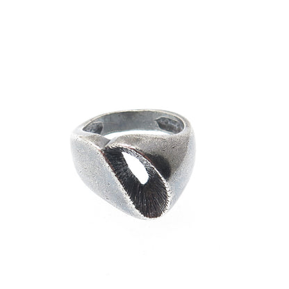KARLAN & BLEICHER 925 Sterling Silver Vintage Modernist Oxidized Ring Size 6.5