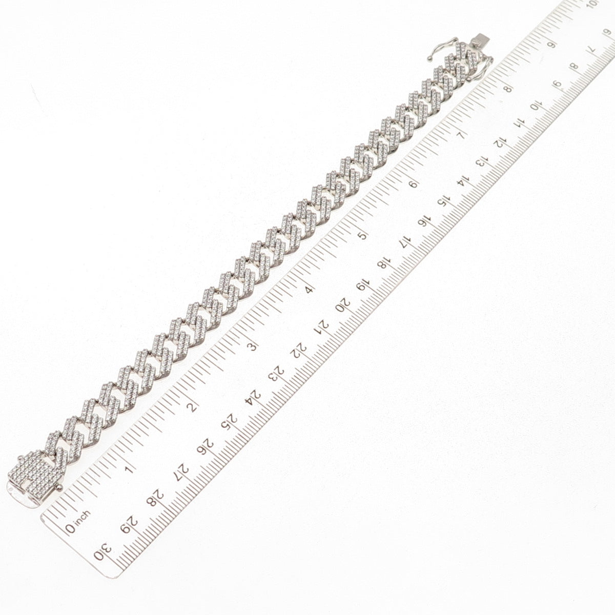 925 Sterling Silver Round-Cut C Z Cuban Link Bracelet 8"