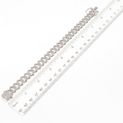 925 Sterling Silver Round-Cut C Z Cuban Link Bracelet 8"