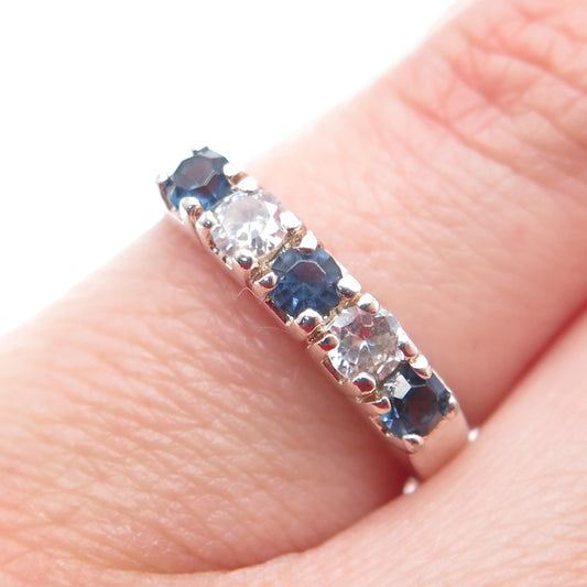 JACKSON HOLE 925 Sterling Silver Round-Cut Blue & White C Z Ring Size 5