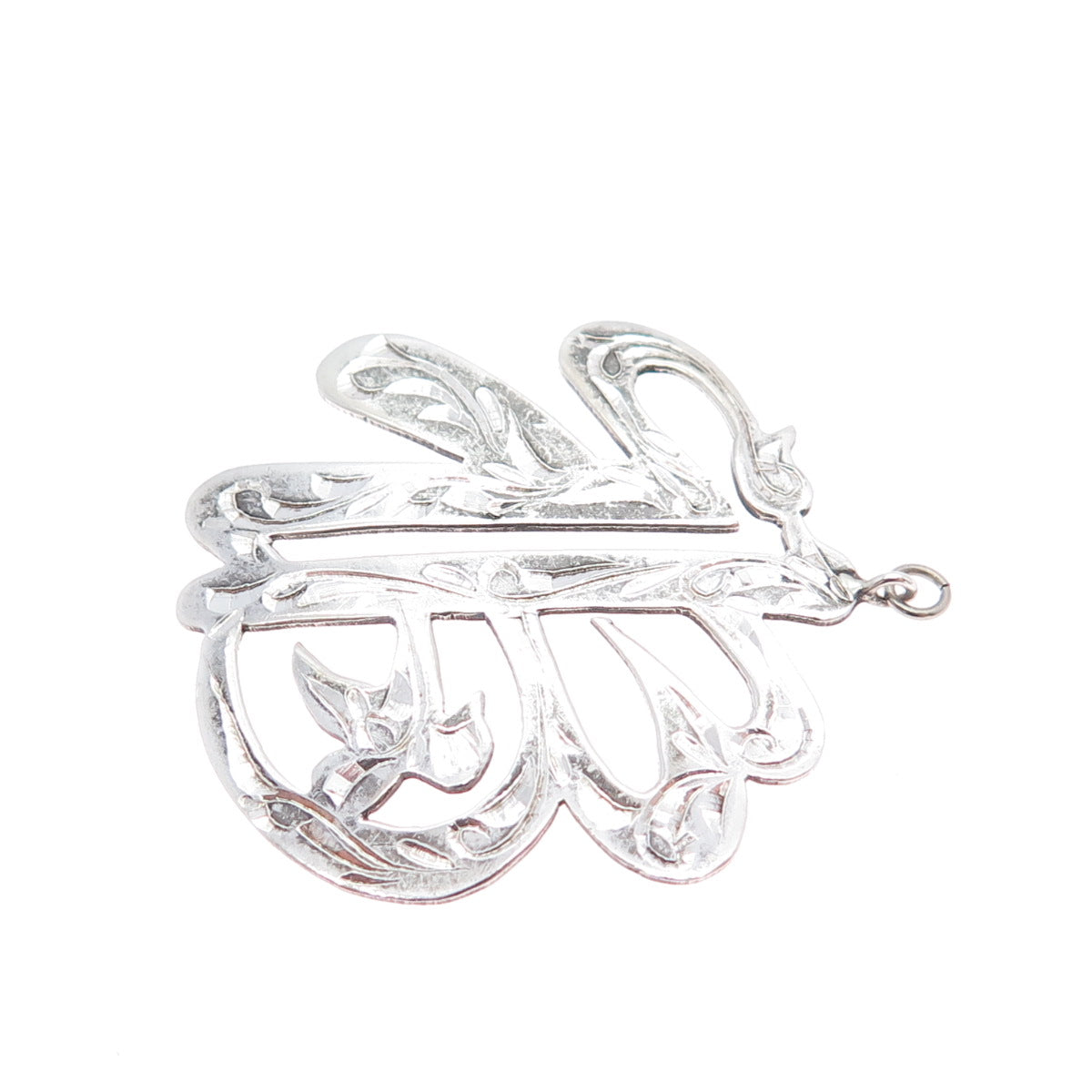 925 Sterling Silver Vintage Engraved Fortune Chinese Character Charm Pendant
