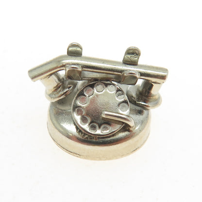 925 Sterling Silver Antique Art Deco "I Love You" Rotary Telephone Pendant