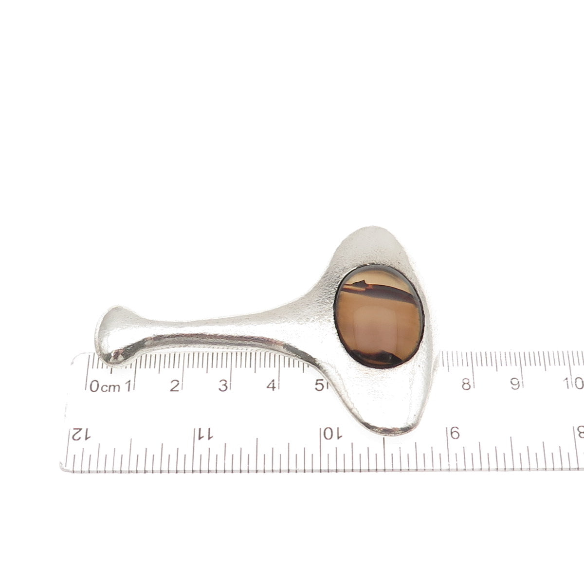 925 Sterling Silver Vintage Real Agate Modernist Oxidized Slide Pendant
