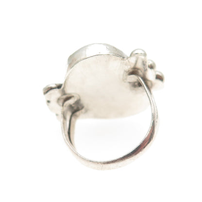 Old Pawn 925 Sterling Silver Vintage Kingman Turquoise Tribal Ring Size 4.25