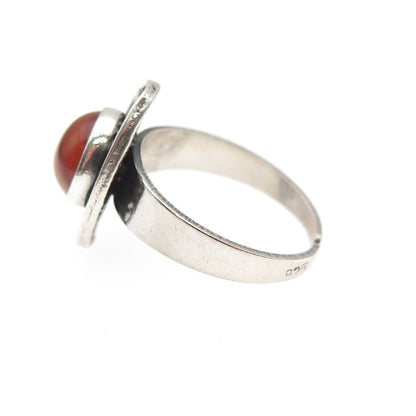 925 Sterling Silver Vintage Real Agate Filigree Adjustable Ring Size 5.75