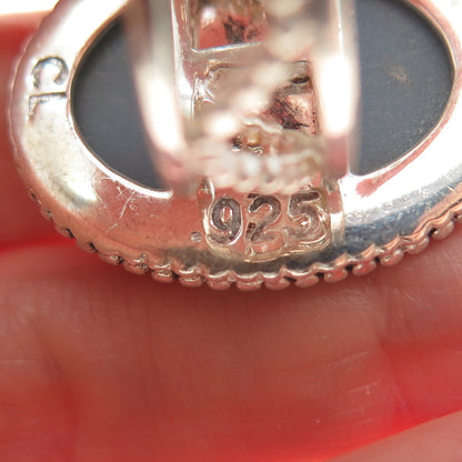 COLLEEN LOPEZ 925 Sterling Vintage Real Rainbow Druze Adjustable Ring Size 8.25