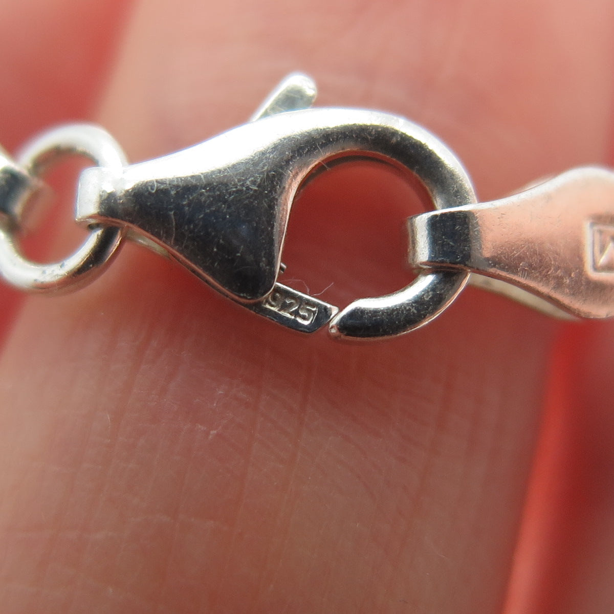 925 Sterling Silver Vintage Italy Heart Dangle Charm Oval Link Bracelet 7.25"