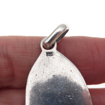 925 Sterling Silver Vintage Real Tyrone Turquoise Oxidized Pendant