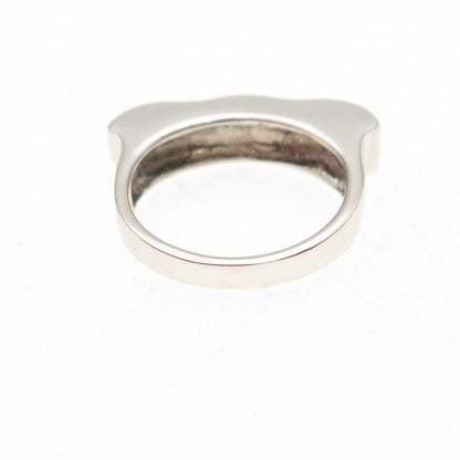 Sidney Evan 925 Sterling Silver Vintage Real Black Onyx Modernist Ring Size 5.75