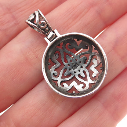 925 Sterling Silver Vintage Ornate Oxidized Charm Pendant