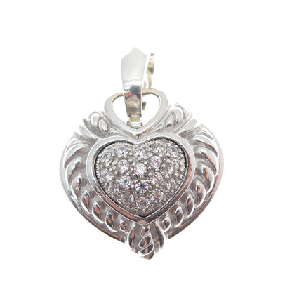 ROBERT LEE MORRIS 925 Sterling Silver Round-Cut C Z Heart Pendant