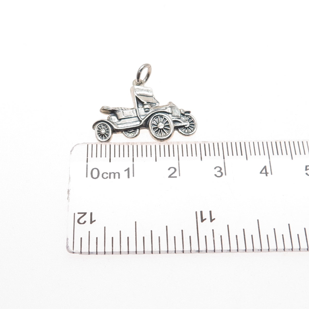925 Sterling Silver Vintage Retro Car Oxidized Charm Pendant
