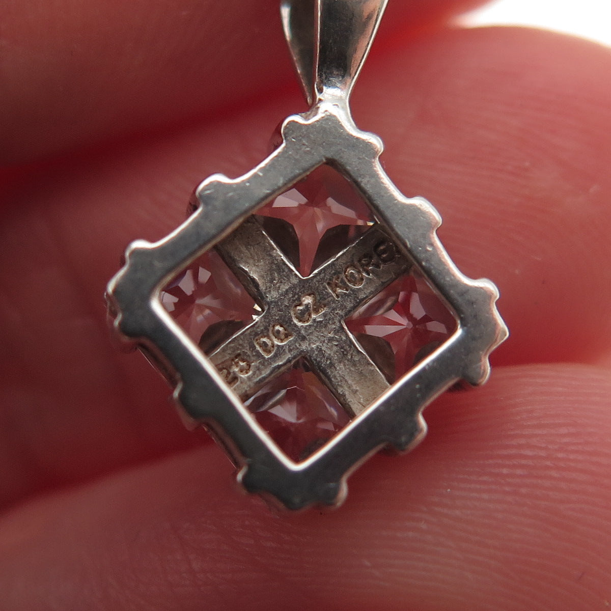 925 Sterling Silver Princess-Cut C Z Mini Charm Pendant