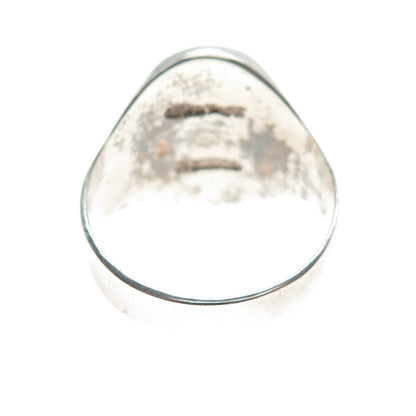 925 Sterling Silver Vintage Mexico Faux Turquoise Tribal Ring Size 12.25